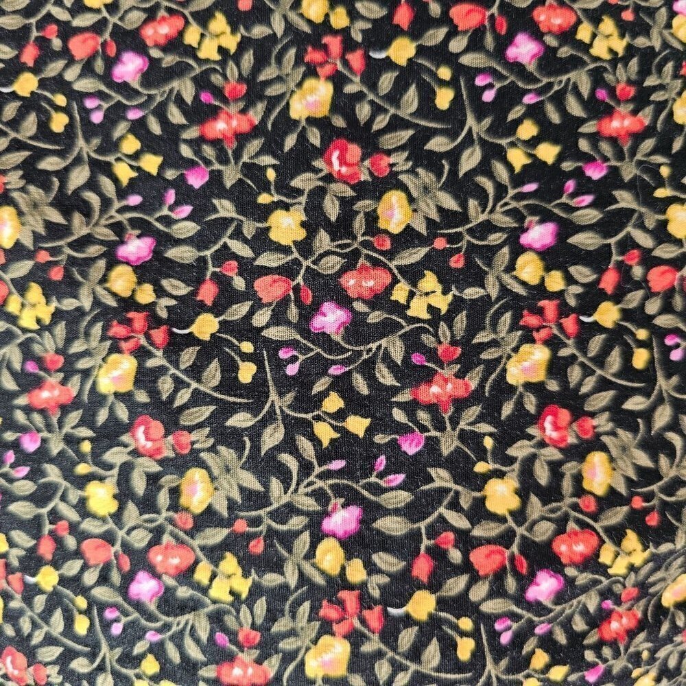 Betsy Lauren Y2K Sleeveless Cotton Sheath Dress Sz 12P Stretch Floral on Black - Picture 8 of 9